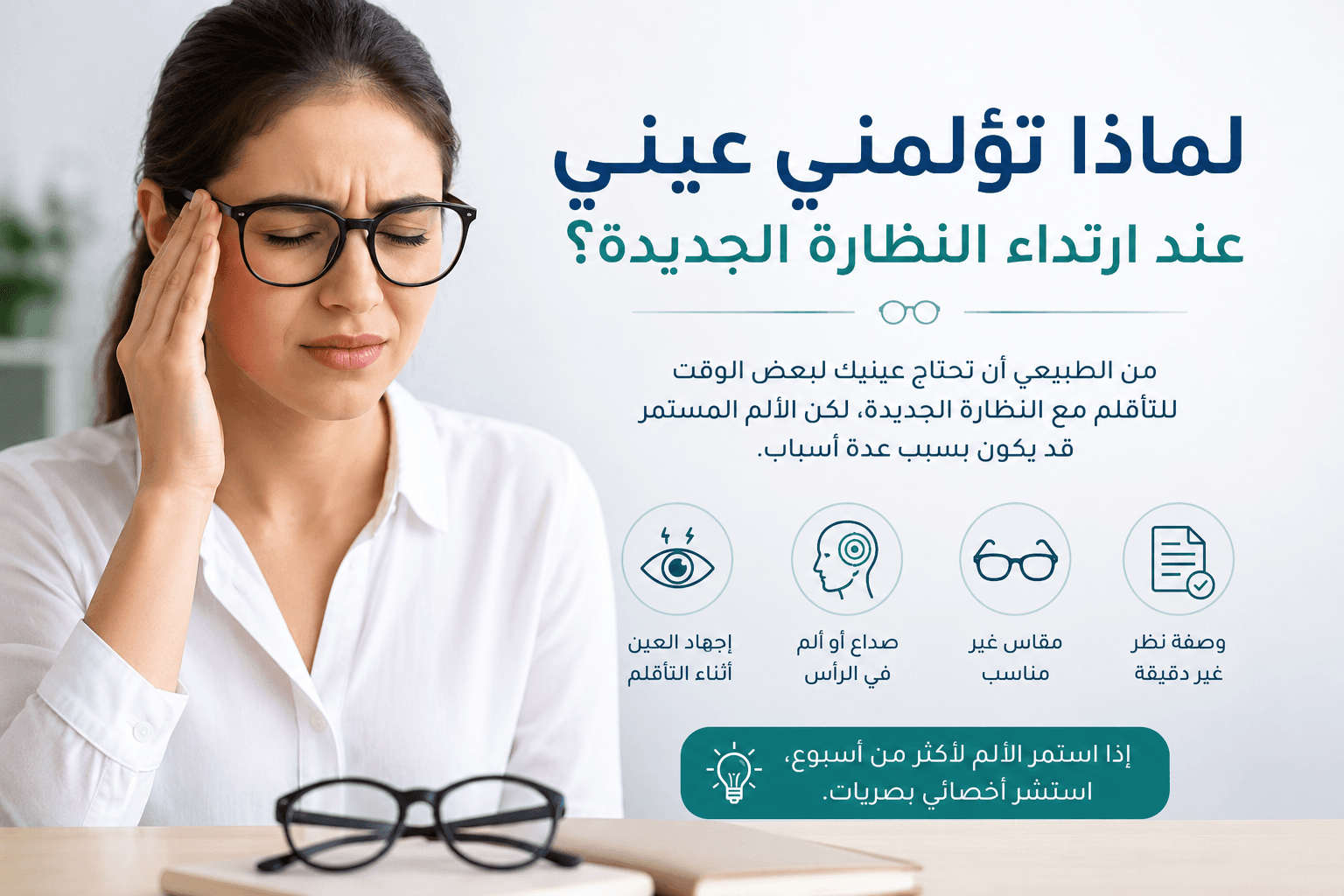 لماذا تؤلمني عيني عند ارتداء النظارة الجديدة؟