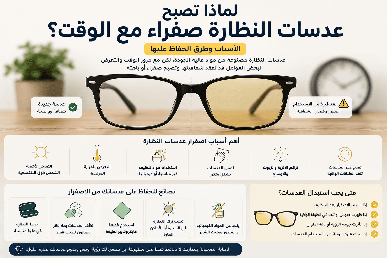 لماذا تصبح العدسات صفراء؟