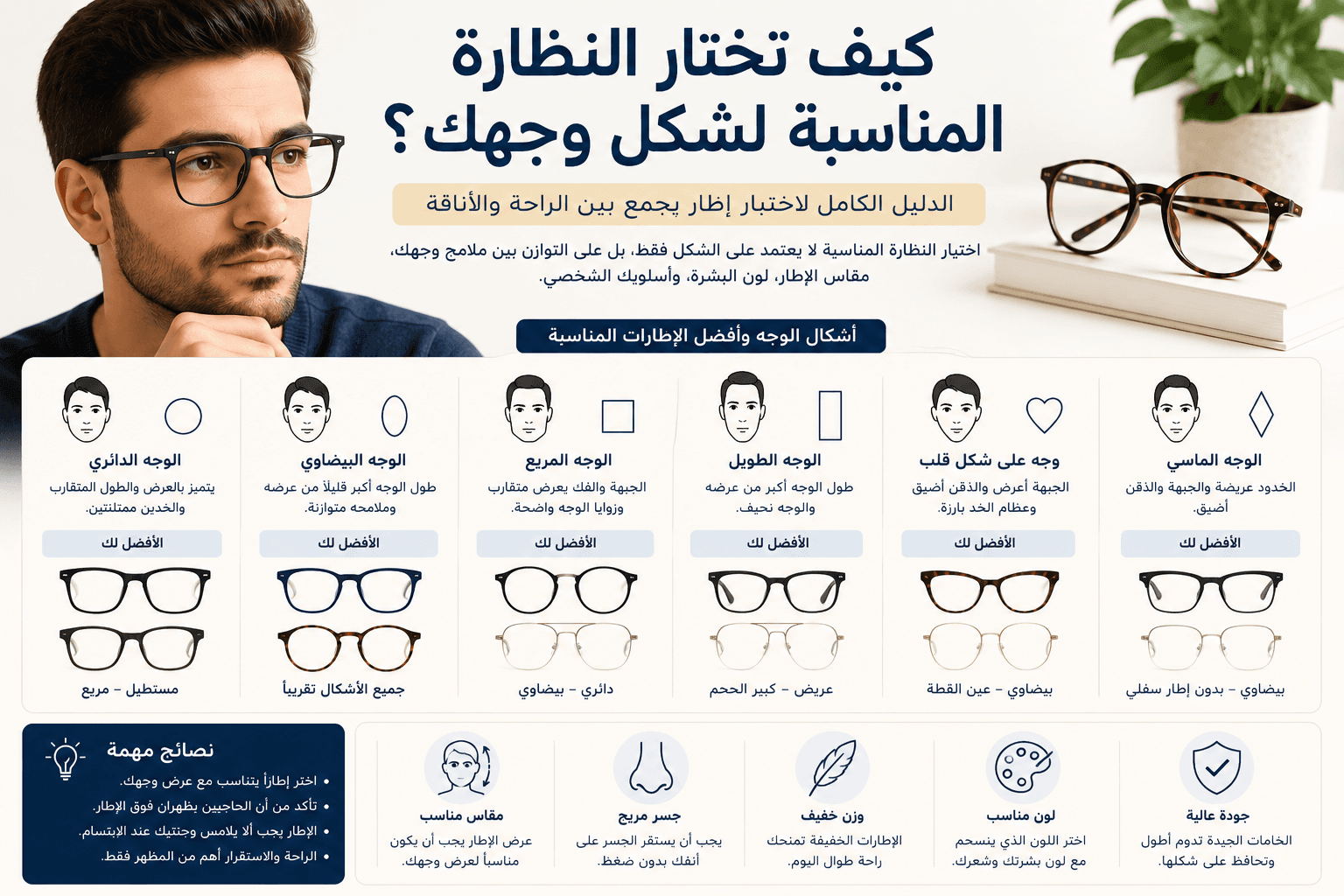 كيف تختار النظارة المناسبة لشكل وجهك؟