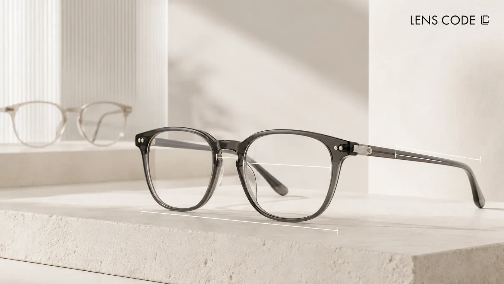 Eyeglass frame size showing lens width bridge width and temple length