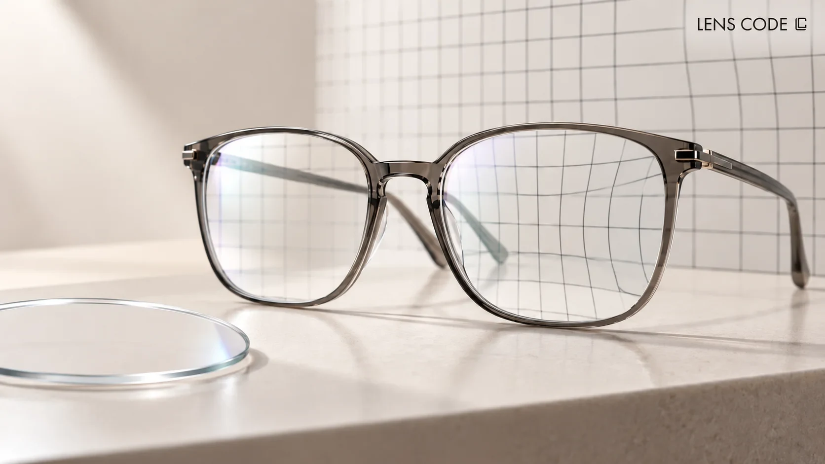 New prescription eyeglasses showing subtle optical distortion during adaptation