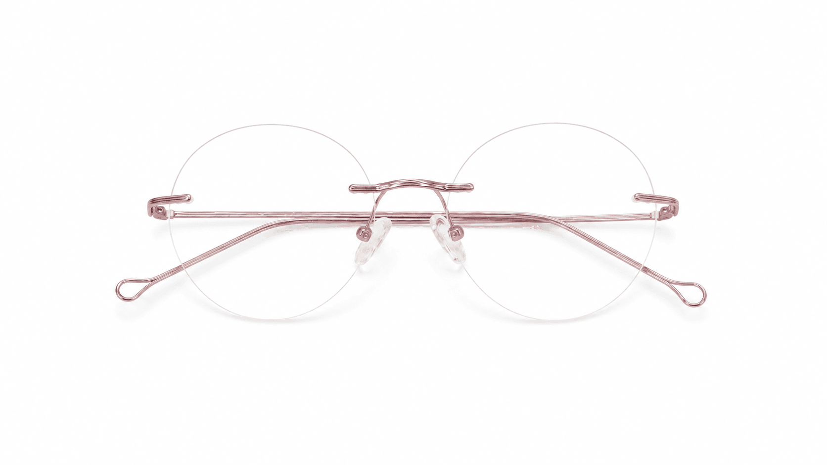 نظارة ليا (Lia) الطبية بدون إطار (Rimless) صناعة إيطالية بتصميم دائري باللون الوردي، مناسبة للجنسين وتلائم الوجوه المربعة والمستطيلة والبيضاوية والقلبية.