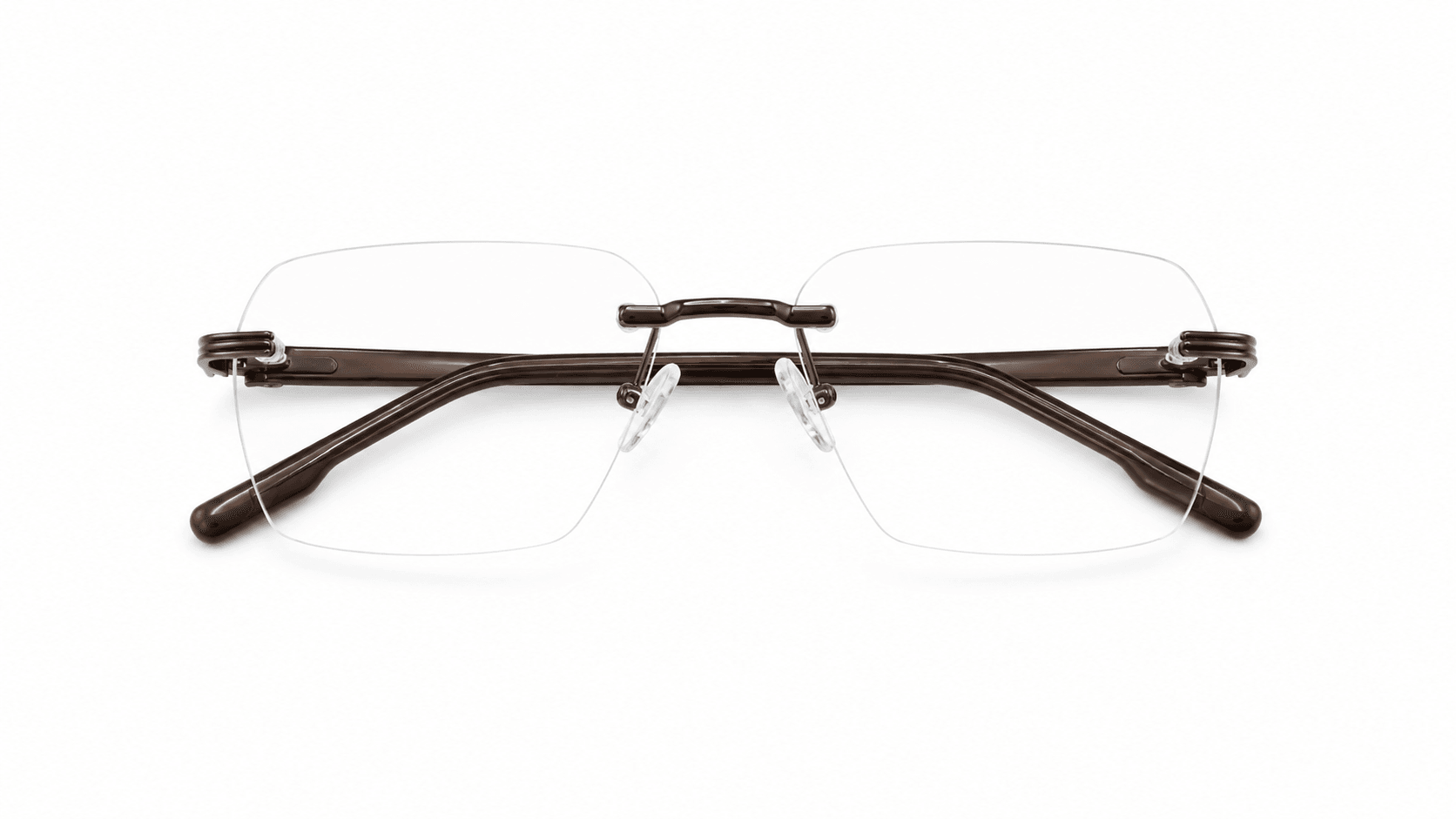 نظارة الدو الطبية بدون إطار (Rimless) صناعة إيطالية بإطار مستطيل باللون البرونزي، مناسبة للجنسين وللوجوه الدائرية والبيضاوية والقلبية.