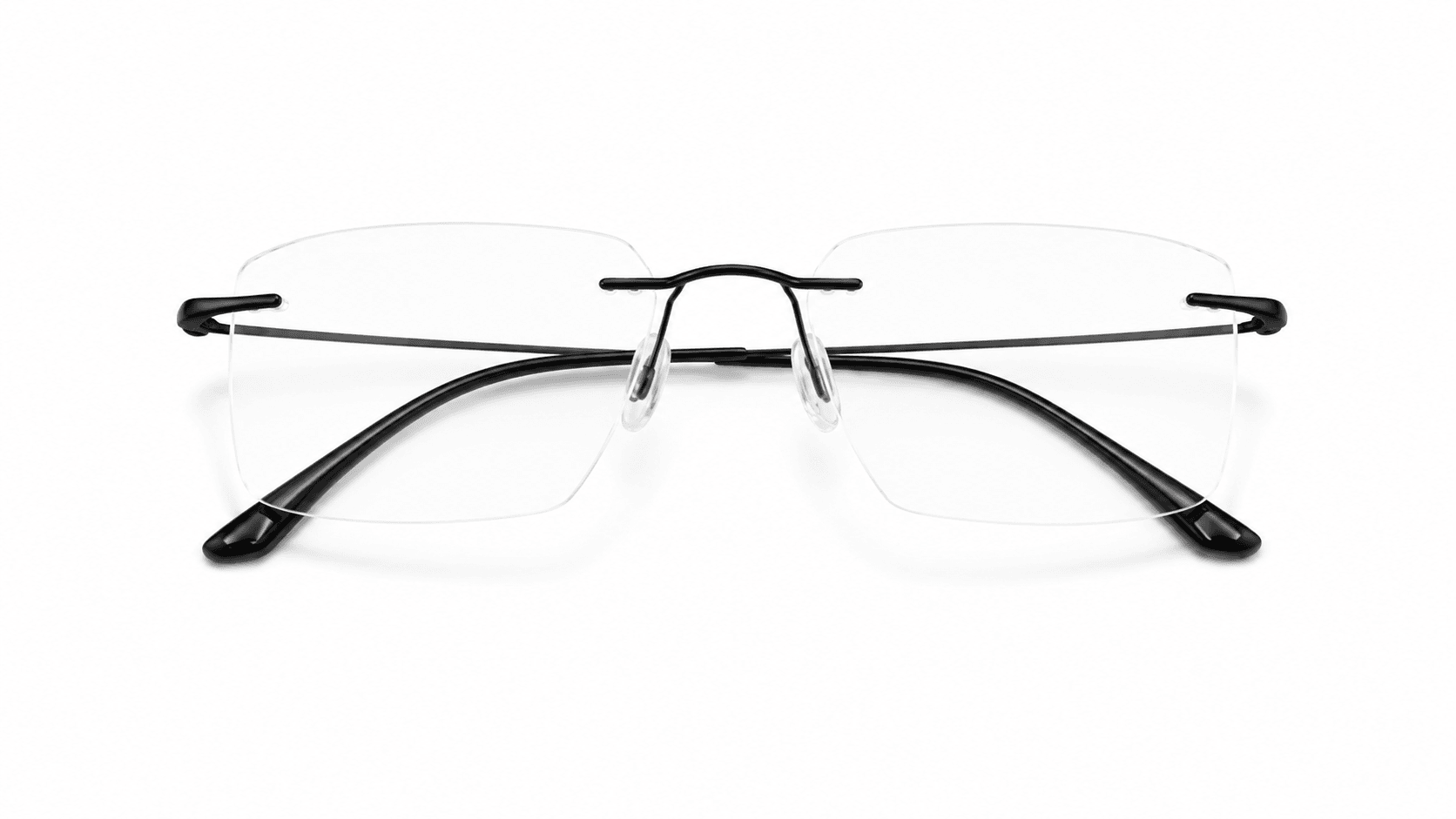 نظارة لونا الطبية بدون إطار (Rimless) من التيتانيوم الإيطالي بتصميم مستطيل باللون الفضي، مناسبة للرجال والنساء وتلائم الوجوه البيضاوية والدائرية والقلبية والمربعة.