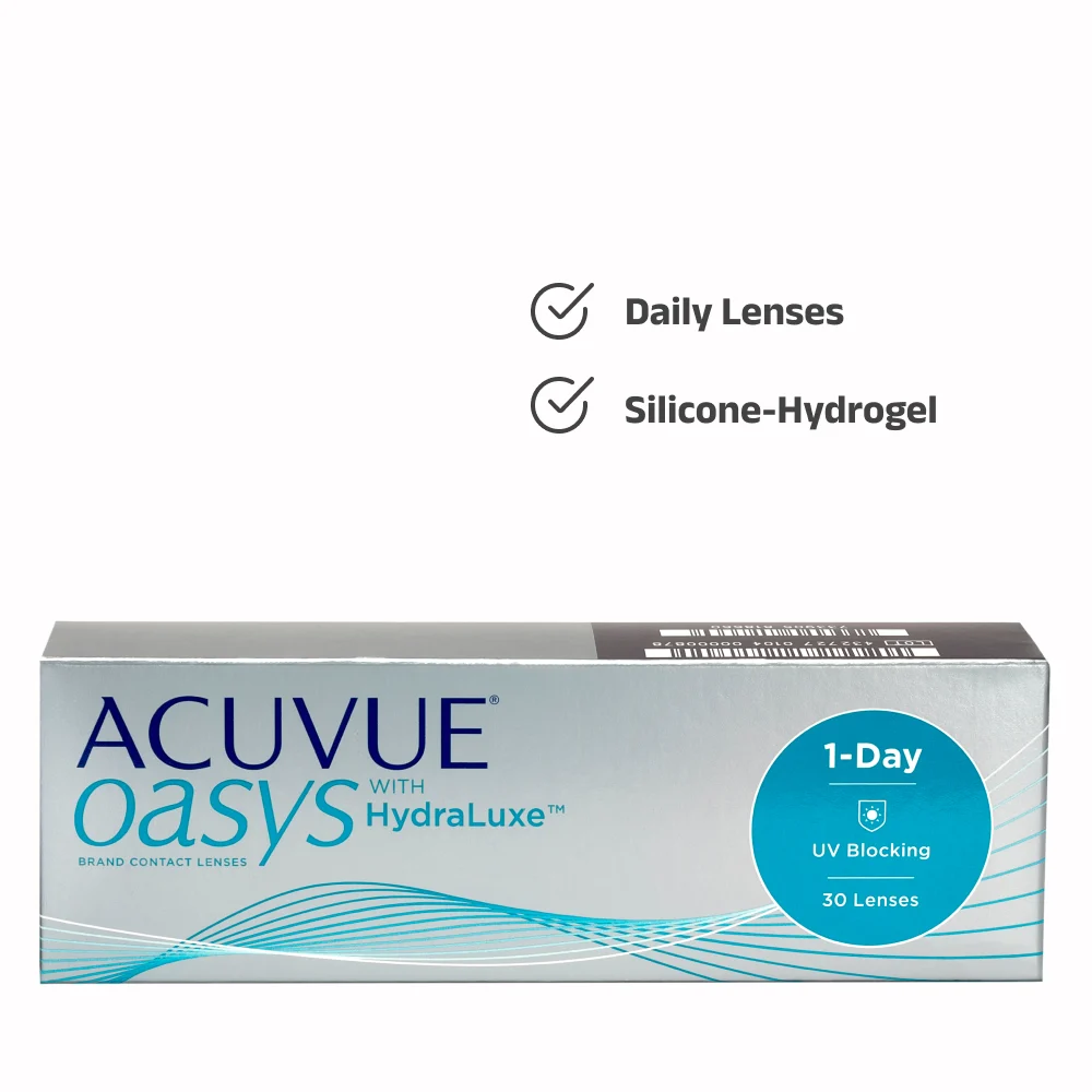 اكيوفيو اوسيس هايدرالوكس 1 داي - عبوة من 30 عدسة أوسيس بتقنية هايدرالوكس عدسات لاصقة طبية للإستخدام الواحد